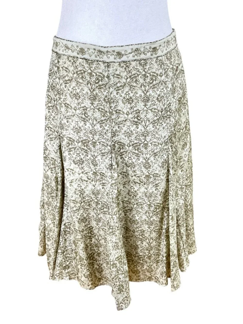 Antonio Melani Skirt Silk Brown Cream Scroll Paisley (12)